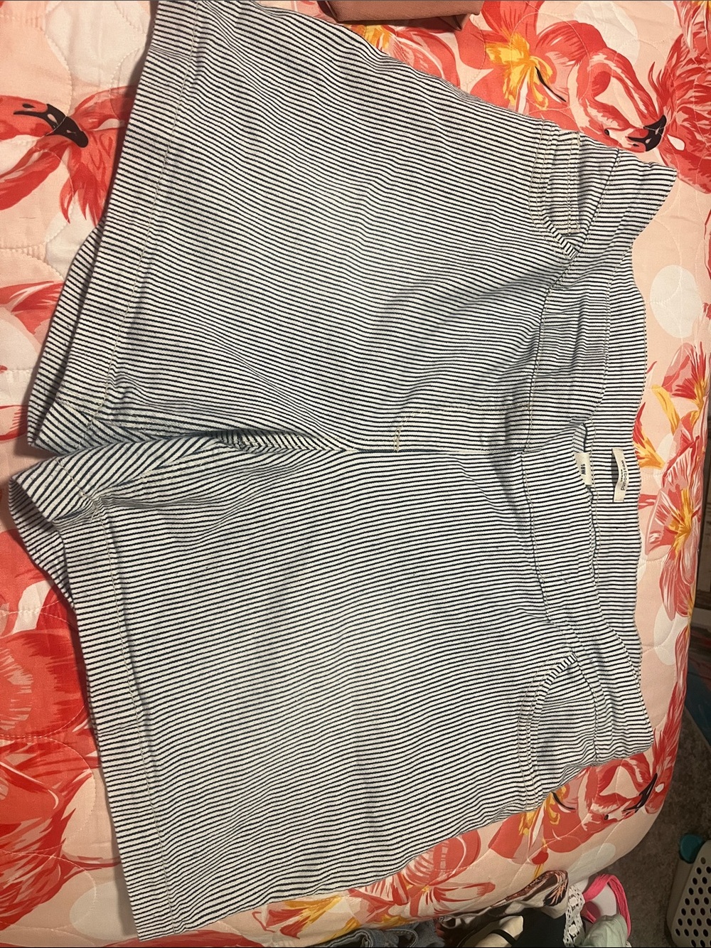 Striped Casual Shorts - Blue and White